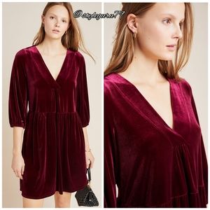 Anthropologie, Greta Velvet Tunicin Wine